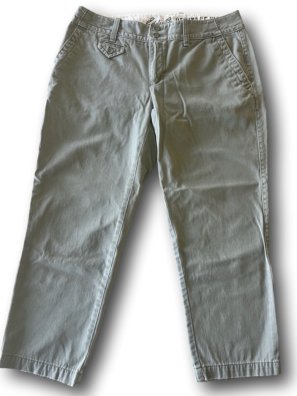 Eddie Bauer Blakely Heritage Wash Capri Olive Green Casual Chino Pants